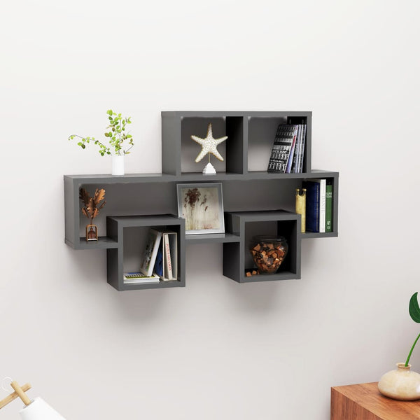 Car Shaped Wall Shelf Grey 82X15x51 Cm Engineered Wood Hanging Shelves