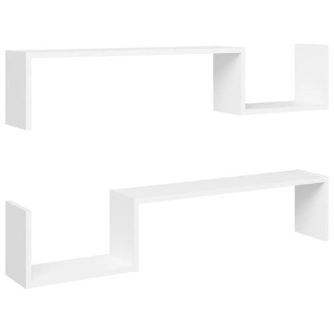 2 Pcs White 100X15x20 Cm Engineered Wood Wall Shelves