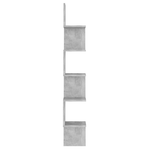 Wall Corner Shelf Concrete Grey 20X20x127.5 Cm Engineered Wood Bookshelves