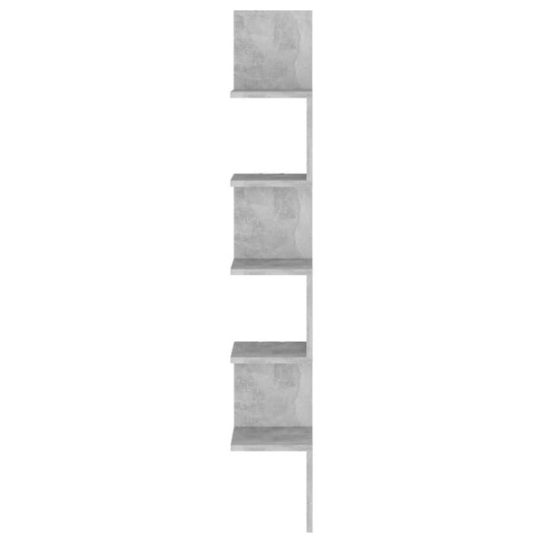 Wall Corner Shelf Concrete Grey 20X20x127.5 Cm Engineered Wood Bookshelves