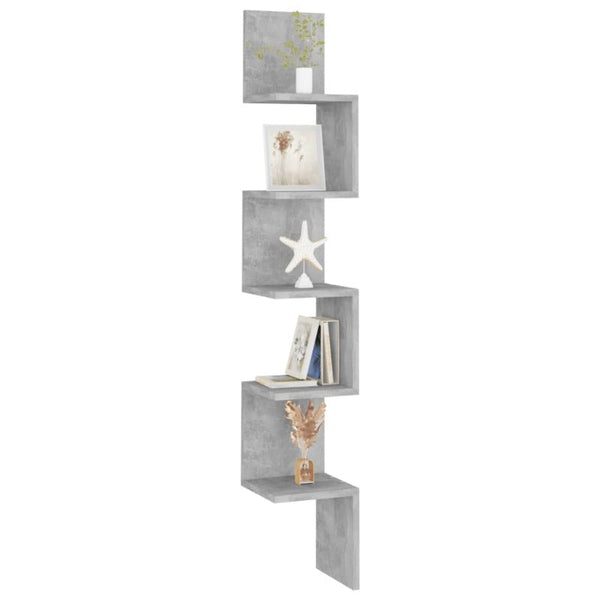 Wall Corner Shelf Concrete Grey 20X20x127.5 Cm Engineered Wood Bookshelves