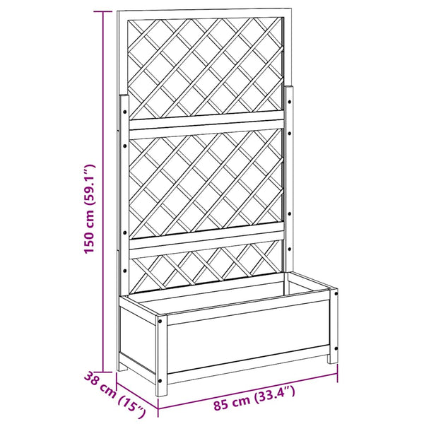 Vidaxl Raised Bed With Trellis 85X38x150 Cm Solid Acacia Wood Raised Garden Beds