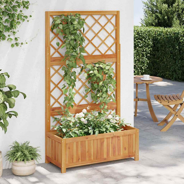 Vidaxl Raised Bed With Trellis 85X38x150 Cm Solid Acacia Wood Raised Garden Beds