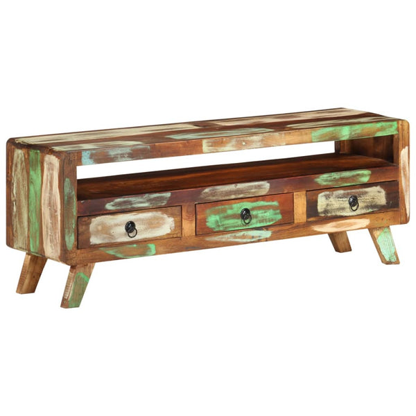 Tv Cabinet Multicolour 110X30x40 Cm Solid Reclaimed Wood Tv Stands & Entertainment Units