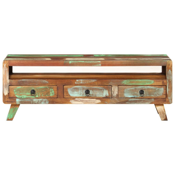 Tv Cabinet Multicolour 110X30x40 Cm Solid Reclaimed Wood Tv Stands & Entertainment Units