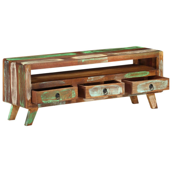 Tv Cabinet Multicolour 110X30x40 Cm Solid Reclaimed Wood Tv Stands & Entertainment Units