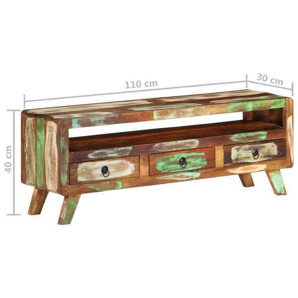 Tv Cabinet Multicolour 110X30x40 Cm Solid Reclaimed Wood Tv Stands & Entertainment Units