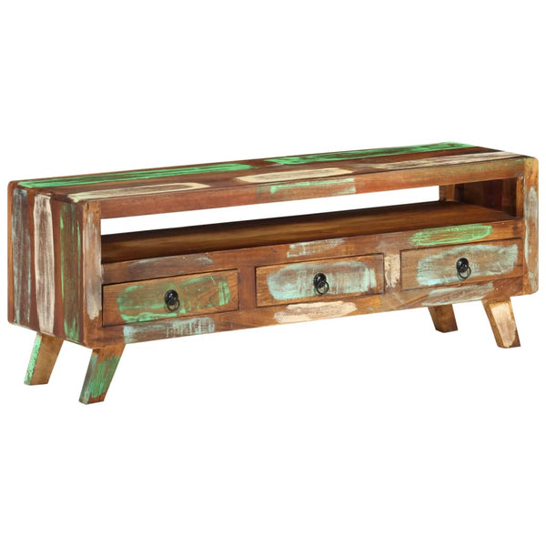 Tv Cabinet Multicolour 110X30x40 Cm Solid Reclaimed Wood Tv Stands & Entertainment Units