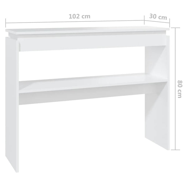 Console Table White 102X30x80 Cm Engineered Wood Tables
