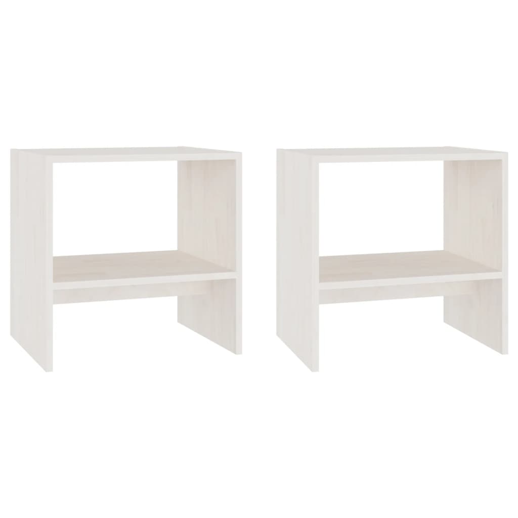 Bedside Cabinets 2 Pcs White 40X30.5X40 Cm Solid Pinewood Bedside Tables