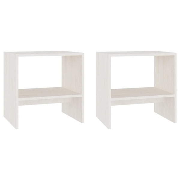 Bedside Cabinets 2 Pcs White 40X30.5X40 Cm Solid Pinewood Bedside Tables