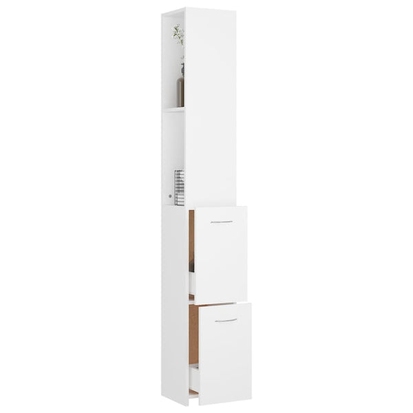 Bathroom Cabinet White 25X26.5X170 Cm Engineered Wood Bathroom Cabinets