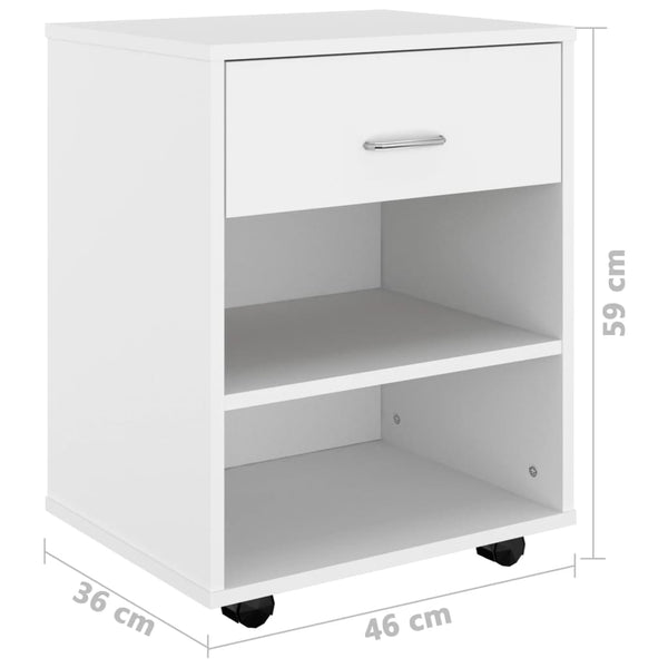 Rolling Cabinet White 46X36x59 Cm Engineered Wood Cabinets & Cupboards