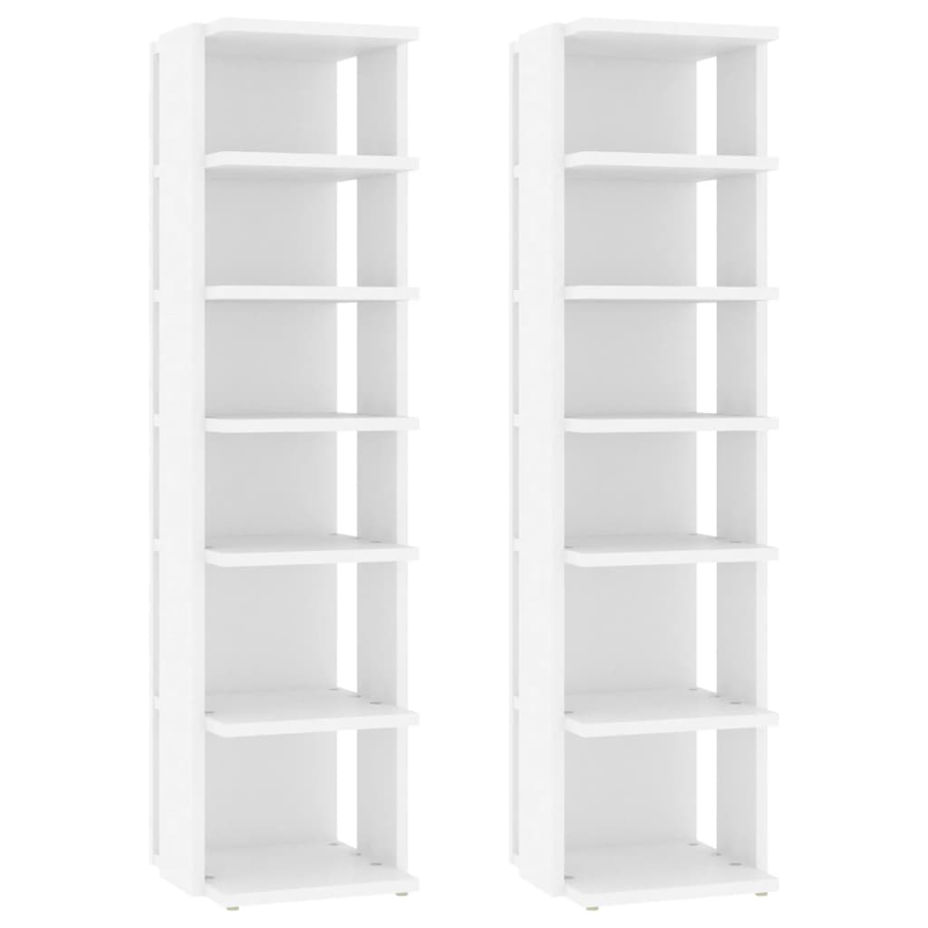 2 Pcs White 27.5X27x102 Cm Engineered Wood Shoe Cabinets