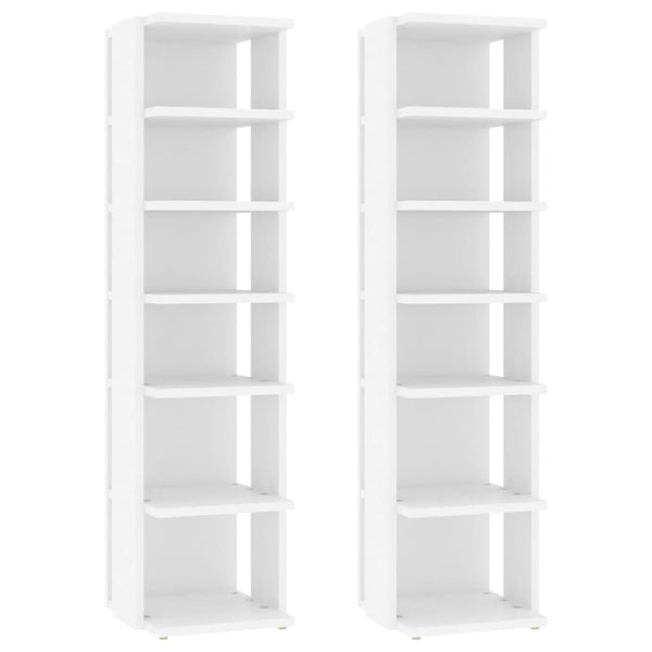 2 Pcs White 27.5X27x102 Cm Engineered Wood Shoe Cabinets