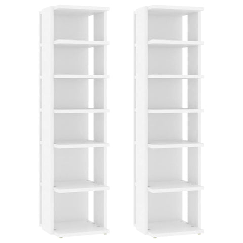2 Pcs White 27.5X27x102 Cm Engineered Wood Shoe Cabinets