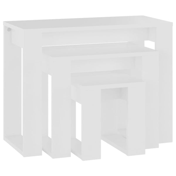 Nesting 3 Pcs White Engineered Wood Tables