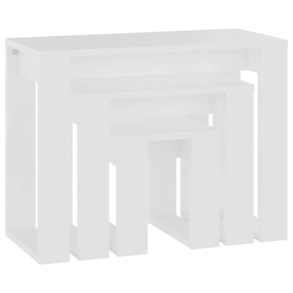 Nesting 3 Pcs White Engineered Wood Tables