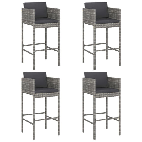 Bar Stools 4 Pcs With Cushions Grey Poly Rattan Benches Bar Stools