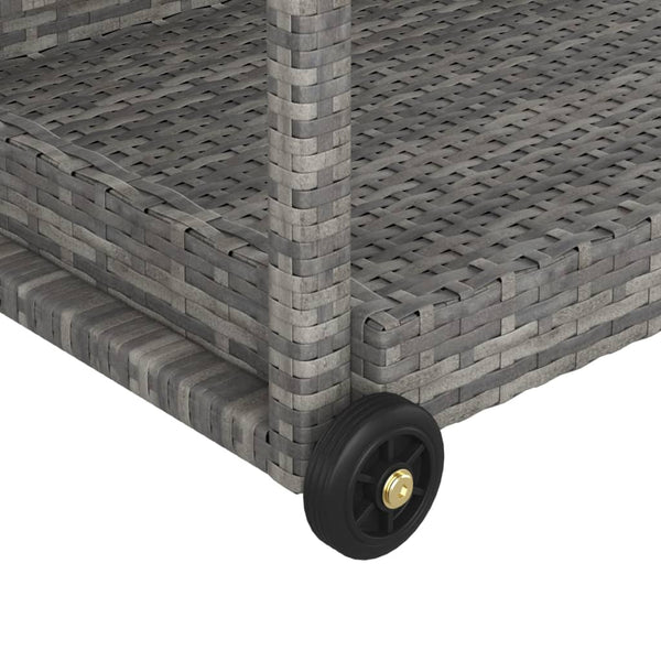 Bar Cart Grey 100X45x83 Cm Poly Rattan Kitchen Carts