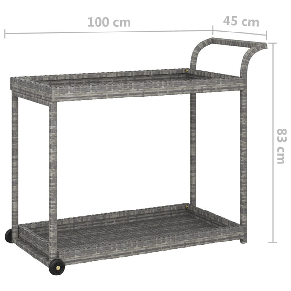 Bar Cart Grey 100X45x83 Cm Poly Rattan Kitchen Carts