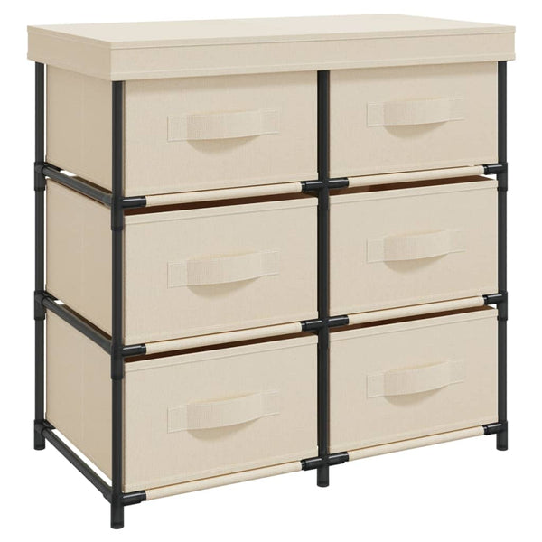 Storage Cabinet With 6 Drawers 55X29x55 Cm Cream Steel Cabinets & Cupboards
