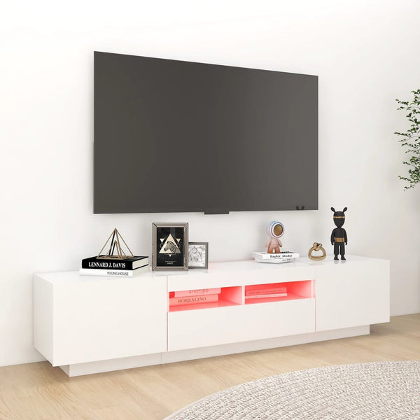 Tv Cabinet With Led Lights White 180X35x40 Cm Tv Stands & Entertainment Units