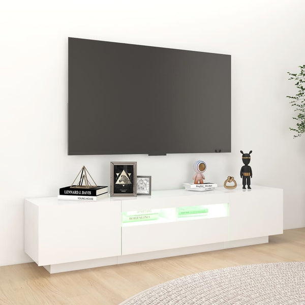 Tv Cabinet With Led Lights White 180X35x40 Cm Tv Stands & Entertainment Units