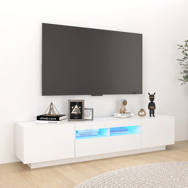 Tv Cabinet With Led Lights White 180X35x40 Cm Tv Stands & Entertainment Units