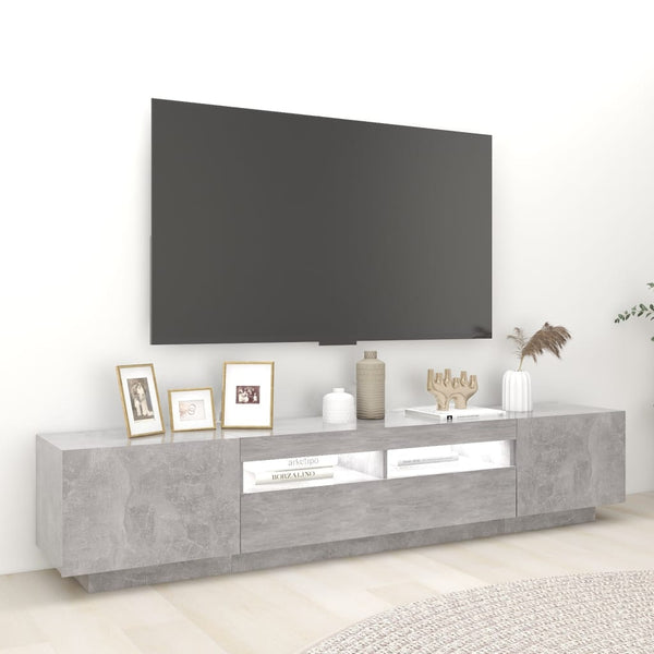 Vidaxl Tv Cabinet With Led Lights Concrete Grey 200X35x40 Cm Tv Stands & Entertainment Units