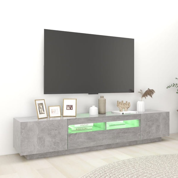 Vidaxl Tv Cabinet With Led Lights Concrete Grey 200X35x40 Cm Tv Stands & Entertainment Units