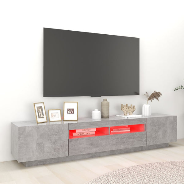 Vidaxl Tv Cabinet With Led Lights Concrete Grey 200X35x40 Cm Tv Stands & Entertainment Units