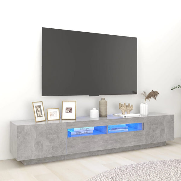 Vidaxl Tv Cabinet With Led Lights Concrete Grey 200X35x40 Cm Tv Stands & Entertainment Units