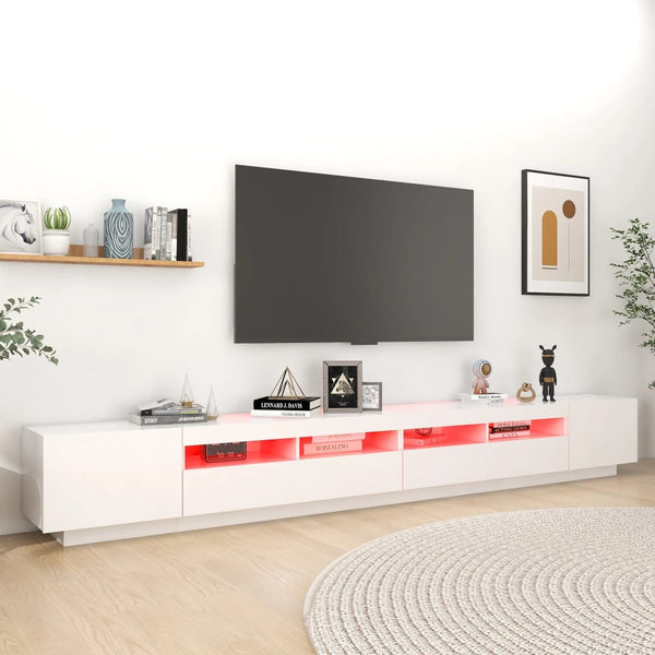 Vidaxl Tv Cabinet With Led Lights White 300X35x40 Cm Tv Stands & Entertainment Units