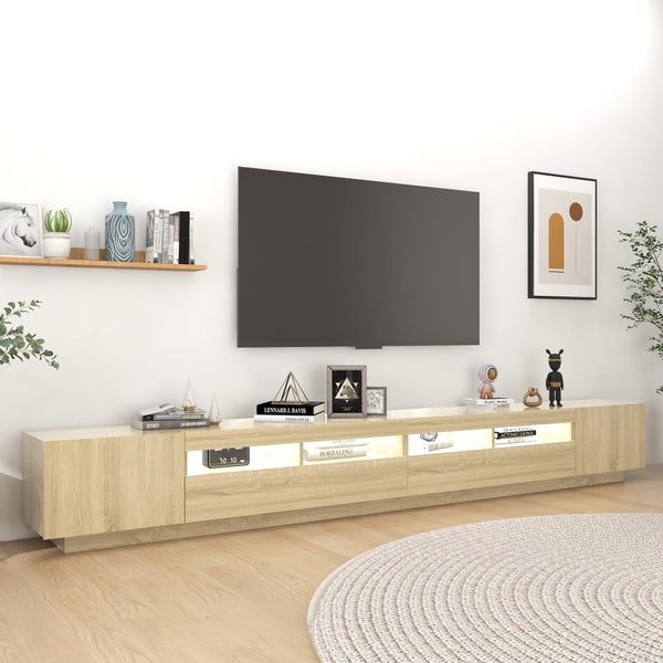 Vidaxl Tv Cabinet With Led Lights Sonoma Oak 300X35x40 Cm Tv Stands & Entertainment Units