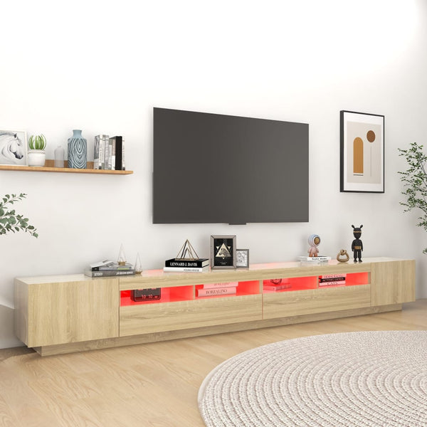 Vidaxl Tv Cabinet With Led Lights Sonoma Oak 300X35x40 Cm Tv Stands & Entertainment Units