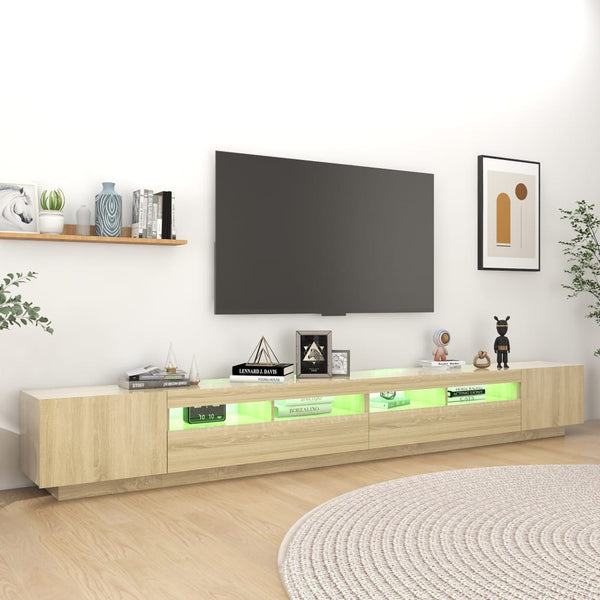 Vidaxl Tv Cabinet With Led Lights Sonoma Oak 300X35x40 Cm Tv Stands & Entertainment Units