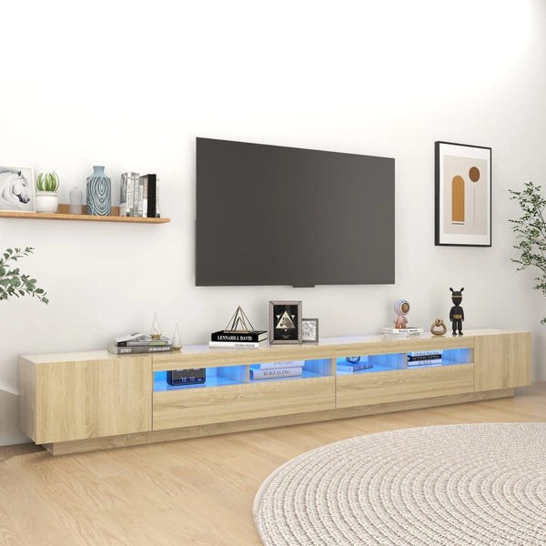 Vidaxl Tv Cabinet With Led Lights Sonoma Oak 300X35x40 Cm Tv Stands & Entertainment Units