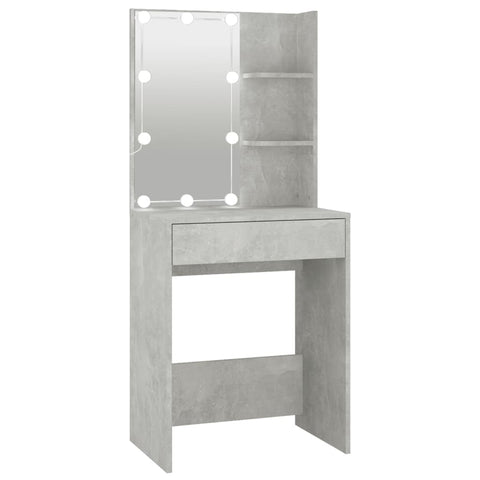 Dressing Table With Led Concrete Grey 60X40x140 Cm Dressing Tables
