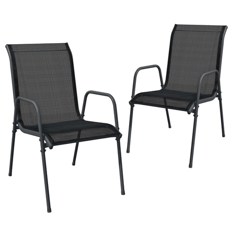 Garden Chairs 2 Pcs Steel And Textilene Black Patio Chairs