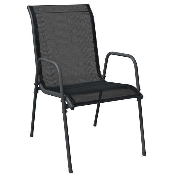 Garden Chairs 2 Pcs Steel And Textilene Black Patio Chairs