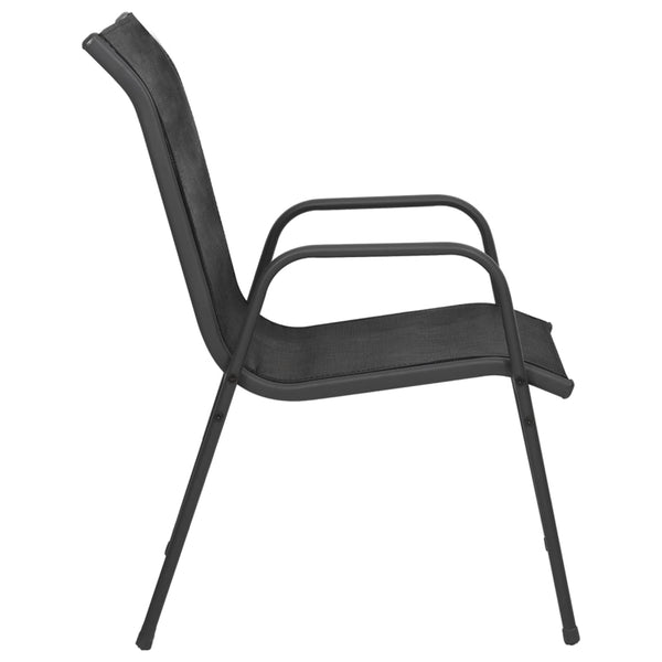 Garden Chairs 2 Pcs Steel And Textilene Black Patio Chairs