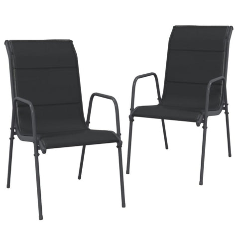 Garden Chairs 2 Pcs Steel And Textilene Black