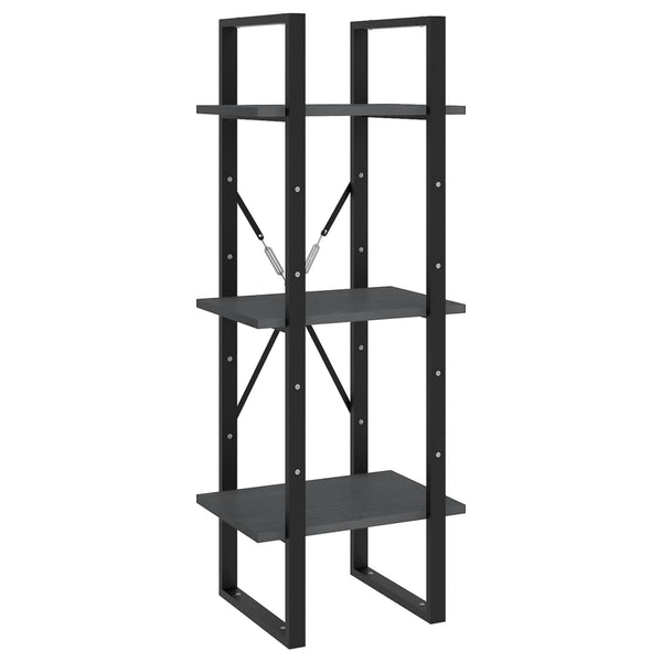 5 Tier Book Cabinet Grey 40X30x175 Cm Pinewood Bookshelves