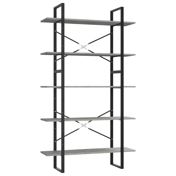 Bookshelves 5 Tier Book Cabinet Concrete Grey 100X30x175 Cm Engineered Wood