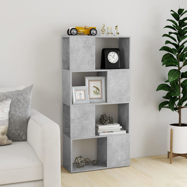 Book Cabinet Room Divider Concrete Grey 60X24x124.5 Cm Bookshelves