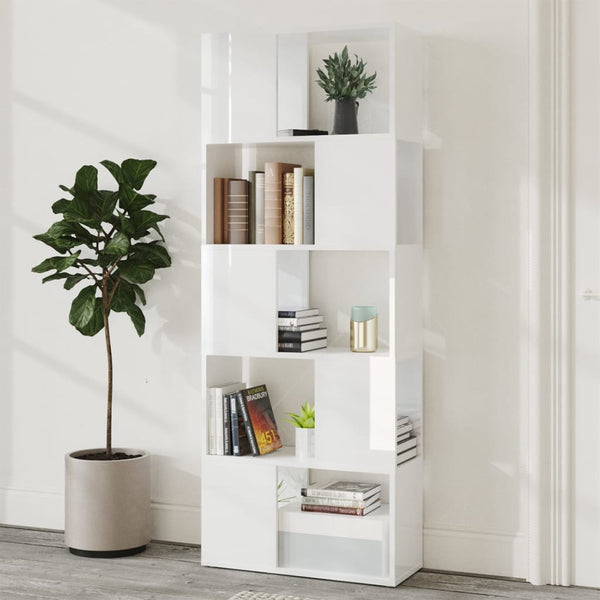 Book Cabinet Room Divider High Gloss White 60X24x155 Cm Bookshelves