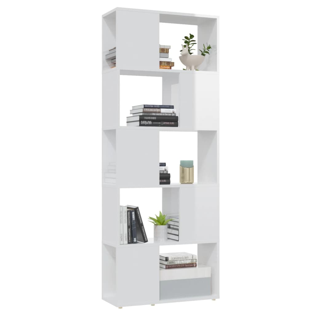 Book Cabinet Room Divider High Gloss White 60X24x155 Cm Bookshelves