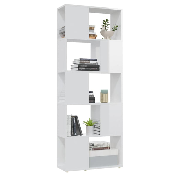 Book Cabinet Room Divider High Gloss White 60X24x155 Cm Bookshelves