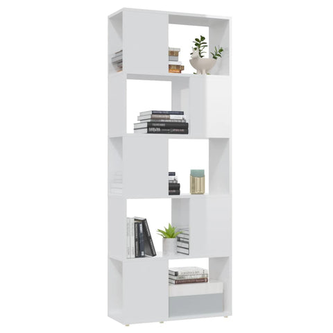Book Cabinet Room Divider High Gloss White 60X24x155 Cm Bookshelves